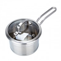 16CM stainless steel cooking pans Single handle pot saucepan Jam Pans with 3 layer bottom glass lid